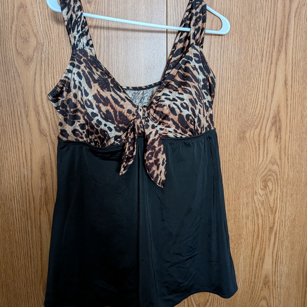 Longitude Leopard Print and Black Print Bathing Suit